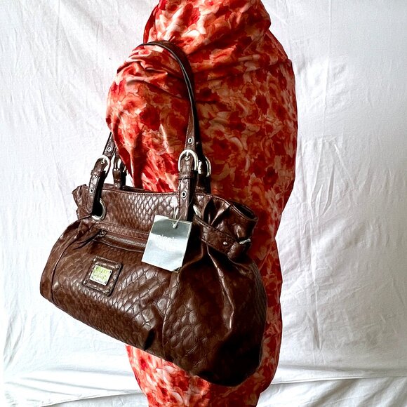 nicole by Nicole Miller Sloan Satchel Brown Crocodile Pattern Shoulder Bag, NWTS - Picture 12 of 14